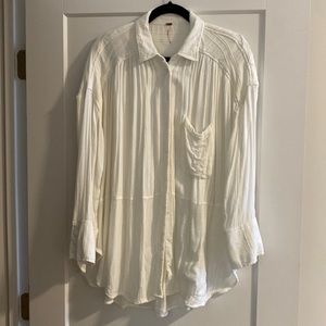 Cream free people loose fitting button up